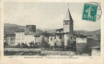 CPA FRANCE 69 " Chamelet, L'église et les anciens remparts"