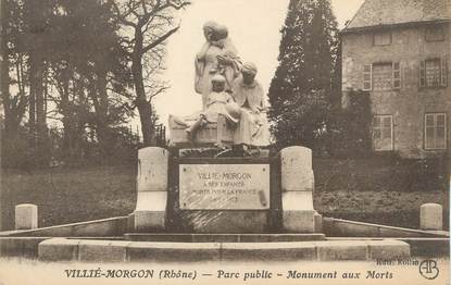 CPA FRANCE 69 "Villié Morgon, Parc public et monument aux morts"