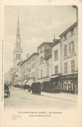 CPA FRANCE 69 " Villefranche sur Saône, Rue Natiionale"