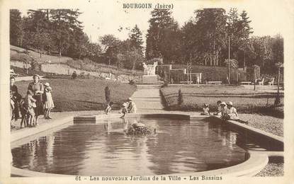 CPA FRANCE 38 " Bourgoin, Les bassins des nouveaux jardins de ville"
