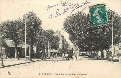 CPA FRANCE 42 " Roanne, Place Dorian et Rue Nationale"