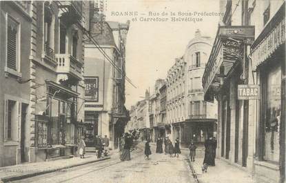 CPA FRANCE 42 " Roanne, Rue de la Sous Préfecture et Carrefour Helvétique"