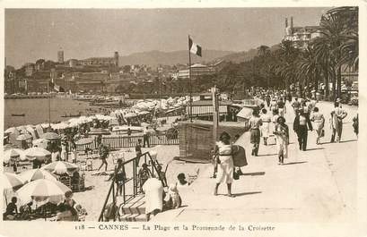 CPA FRANCE 06 " Cannes, La plage et la promenade de la Croisette"