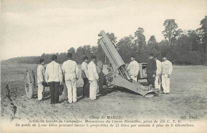 CPA FRANCE 10 " Le Camp de Mailly, Manoeuvres du Canon Rimailho"