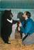 CPSM FRANCE 72 " La Flèche, Parc Zoologique du Tertre Rouge, Jacques Bouillault et son ours de l'Himalaya Tintin"