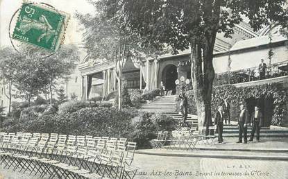 CPA FRANCE 73 " Aix les Bains, Devant les terrasses du Grand Cercle"