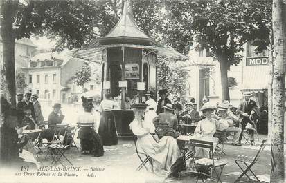 CPA FRANCE 73 " Aix les Bains, Source des deux Reines et la place"