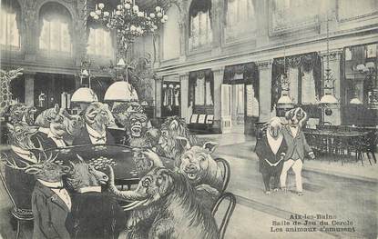 CPA FRANCE 73 " Aix les Bains, Salle de Jeu du Cercle , les animaux s'amusent" / CASINO