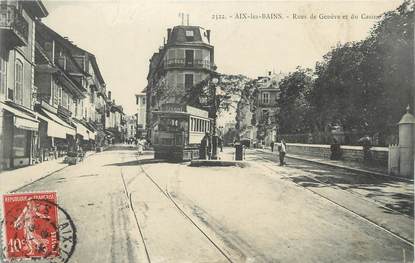 CPA FRANCE 73 " Aix les Bains, Rue de Genève et du Casino" / TRAMWAY