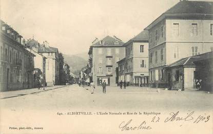 CPA FRANCE 73 " Albertville, Ecole Normale et Rue de la République"