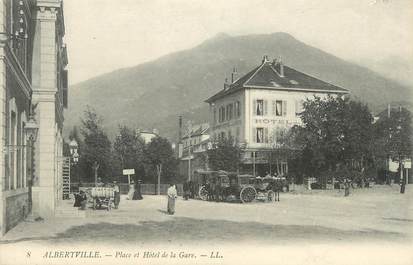CPA FRANCE 73 " Albertville, Place et Hôtel de la Gare"