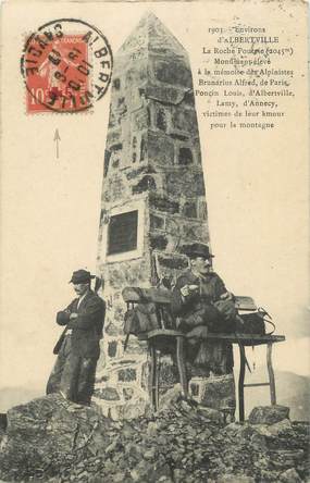 CPA FRANCE 73 " Environs d'Albertville, La Roche Pourrie, Le monument aux morts" / ALPINISME