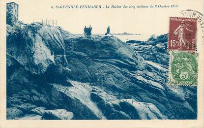 / CPA FRANCE 29 "Saint Guénolé Penmarch, le Rocher des cinq victimes du 8 Octobre 1876"