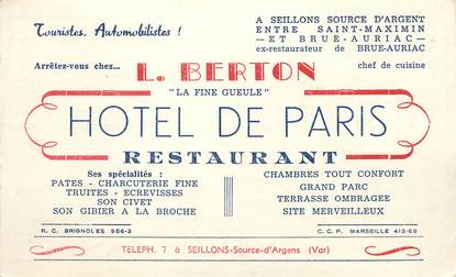 / CPA FRANCE 83 "Seillons Source d'Argent, Hôtel de Paris"