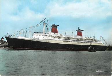 CPSM BATEAU " Première arrivée du France au Havre"