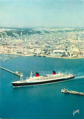 CPSM BATEAU " Le Havre, Le France quittant le port"