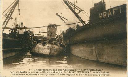 CPA BATEAU "Le renflouement du vapeur d'excursions St Philibert"