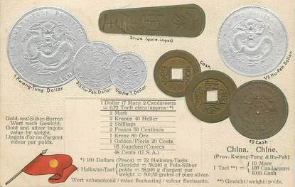 CPA ARGENT MONNAIE " China" / Carte en relief