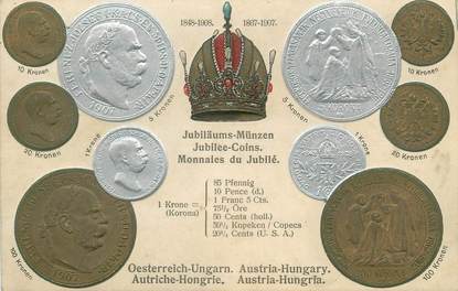CPA ARGENT MONNAIE "Autriche - Hongrie" Carte en relief