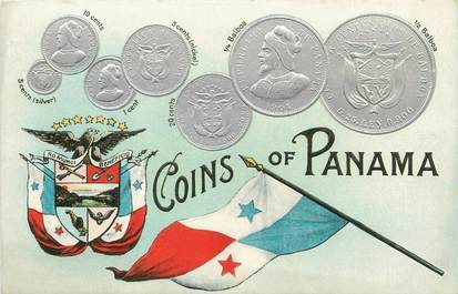 CPA ARGENT MONNAIE "Panama"/ Carte en relief