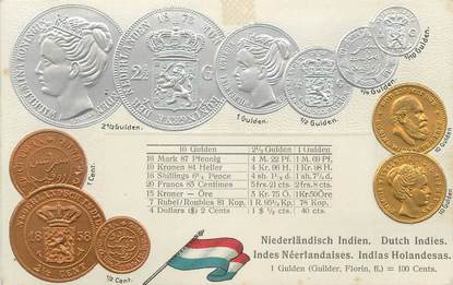 CPA ARGENT MONNAIE "Indes Néerlandaises "/ Carte en relief