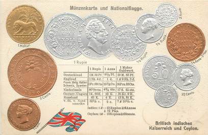 CPA ARGENT MONNAIE "Britisch indisches "/ Carte en relief