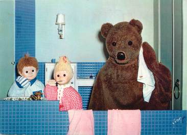 CPSM SERIE TV ENFANT " Bonne Nuit les Petits, Nounours Nicolas et Primprenelle faisant leur toilette"