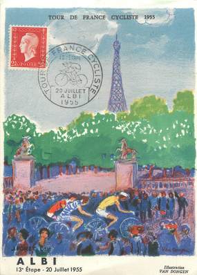 CPSM CYCLISME " Albi, Tour de France Cycliste 1955, 13ème étape le 20 juillet"