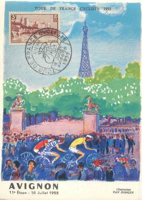 CPSM CYCLISME " Avignon, Tour de France Cycliste 1955, 11ème étape 18 juillet"