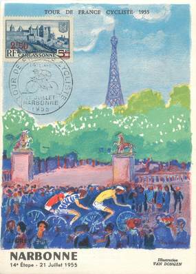 CPSM CYCLISME " Narbonne, Tour de France Cycliste 1955, 14ème étape le 21 juillet 1955"