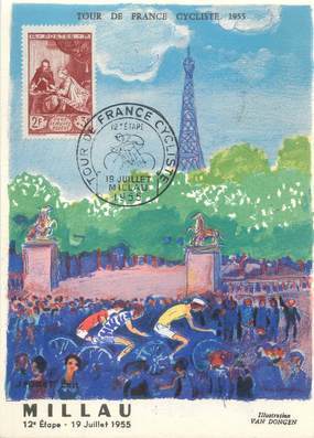 CPSM CYCLISME " Millau, Tour de France Cycliste 1955, 12ème étape le 19 juillet 1955"