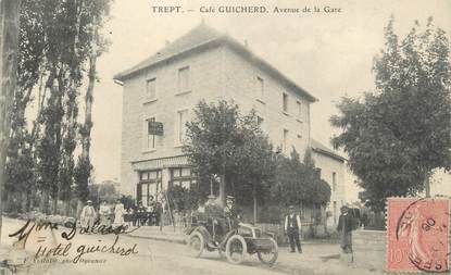 CPA FRANCE 38 "Trept, Café Guicherd Avenue de la Gare"