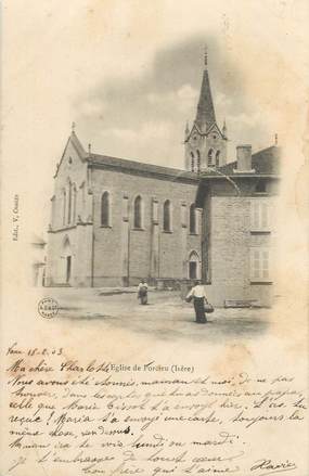 CPA FRANCE 38 "Porcieu, L'église" / CACHET PERLE