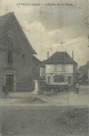 CPA FRANCE 38 "Apprieu, L'église et la poste"