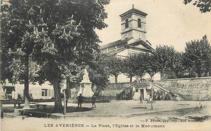 CPA FRANCE 38 " Les Avenières, La place, l'église et le monument aux morts"