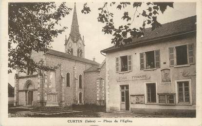 CPA FRANCE 38 "Curtin, La Place de l'église"