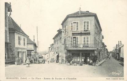 CPA FRANCE 38 " Morestel, La Place et Routes de Passin et d'Arandon"
