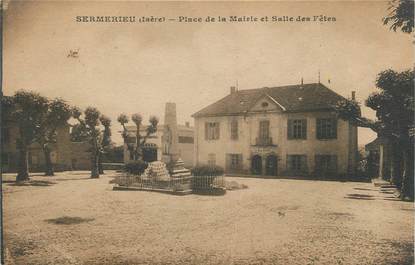 CPA FRANCE 38 " Sermerieu, Place de la Mairie et Salle des Fêtes"