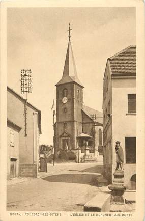 / CPA FRANCE 57 "Rohrbach les Bitche, l'église et le monument aux morts"