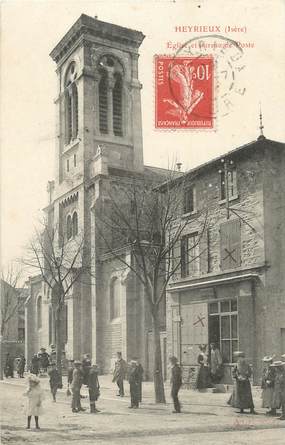 CPA FRANCE 38 " Heyrieux, Eglise et Bureau de Poste"