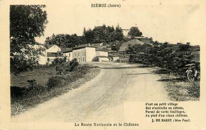 CPA FRANCE 38 " Diémoz, La Route Nationale et le Château"