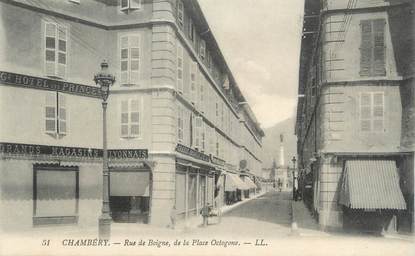 CPA FRANCE 73 " Chambéry, Rue de Boigne, de la Place Octogone"