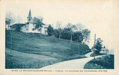 CPA FRANCE 73 " La Bauche les Bains, L'église et le monument aux morts"