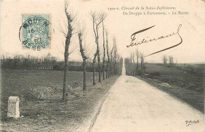 CPA FRANCE 76 "de Dieppe à Envermeu, la route" / CIRCUIT DE LA SEINE INFÉRIEURE / COURSE AUTOMOBILE