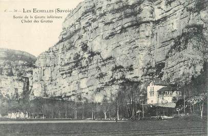 CPA FRANCE 73 "Les Echelles, Sortie de la grotte inférieure , Chalet des Grottes"