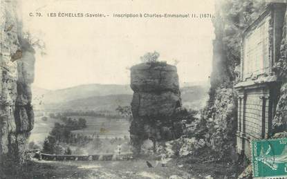 CPA FRANCE 73 "Les Echelles , Inscription à Charles Emmanuel"