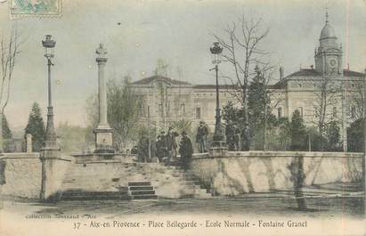 CPA FRANCE 13 " Aix en Provence, Place Bellegarde, Ecole Normale , Fontaine Granet"