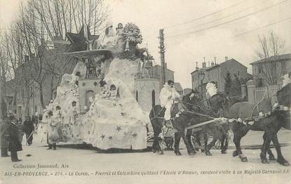 CPA FRANCE 13 " Aix en Provence, Le Corso, Pierrot et Colombine"/ CARNAVAL