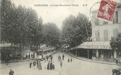 CPA FRANCE 13 " Aubagne, Cours Maréchal Foch" / TRAMWAY