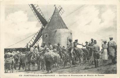 CPA FRANCE 13 " Fontvieille, Gardians et Provençales au Moulin de Daudet"